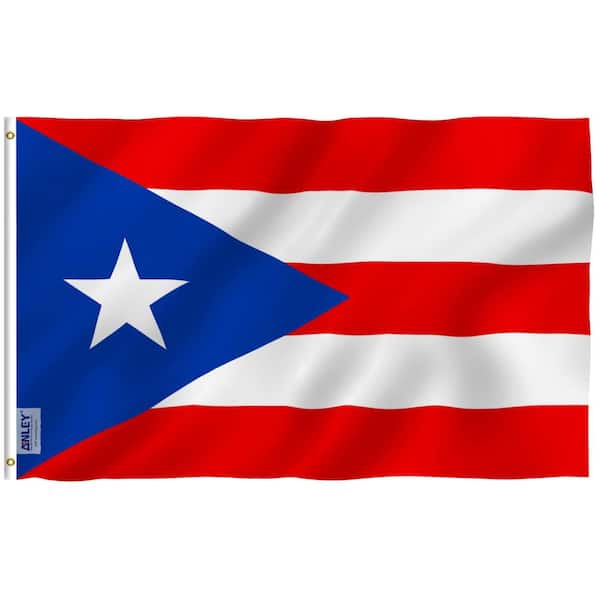 ANLEY Fly Breeze 3 ft. x 5 ft. Polyester Puerto Rico Flag 2-Sided Banner with Brass Grommets and Canvas Header