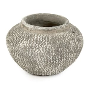 Cement Wavy Grey Large Decorative Vase
