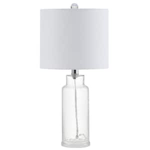 Carmona 21 in. Clear Bottle Table Lamp with White Shade