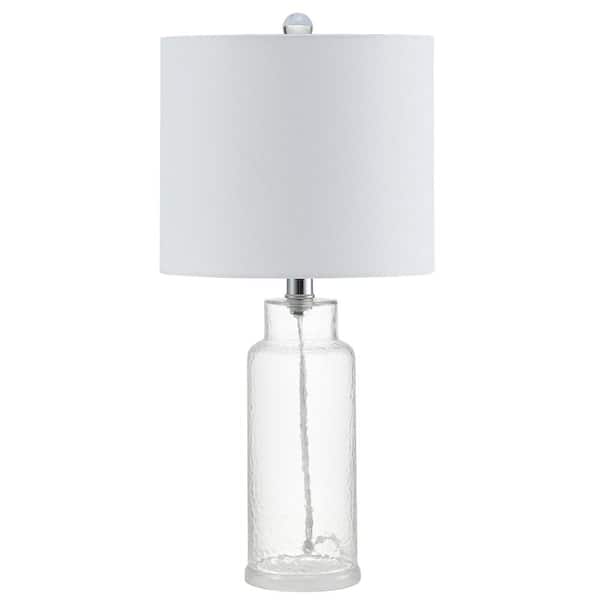 SAFAVIEH Carmona 21 in. Clear Bottle Table Lamp with White Shade