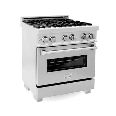 ZLINE 30 in. 4.0 cu. ft. Dual Fuel Range with Gas Stove and Electric Oven in DuraSnow Stainless Steel (RAS-SN-30)