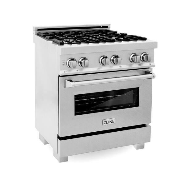 ZLINE Kitchen and Bath 30" 4.0 cu. ft. Dual Fuel Range with Gas Stove and Electric Oven in DuraSnow Stainless Steel (RAS-SN-30)