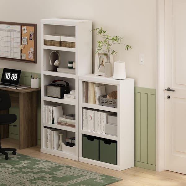 63.54 in. Tall White Wood 5-Shelf Bookcase