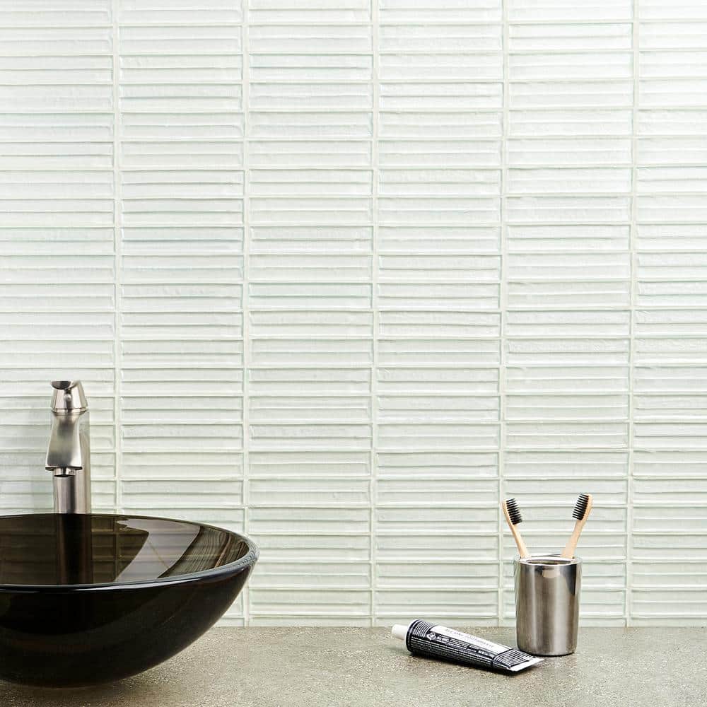 Seafoam Green Polished Glass Mosaic Wall Tile