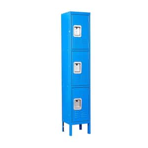3-Tier Shelf Metal Locker for Employees Students Gym Storage Cabinet Locker in Blue (66 in. H x 12 in. D x 12 in. W)