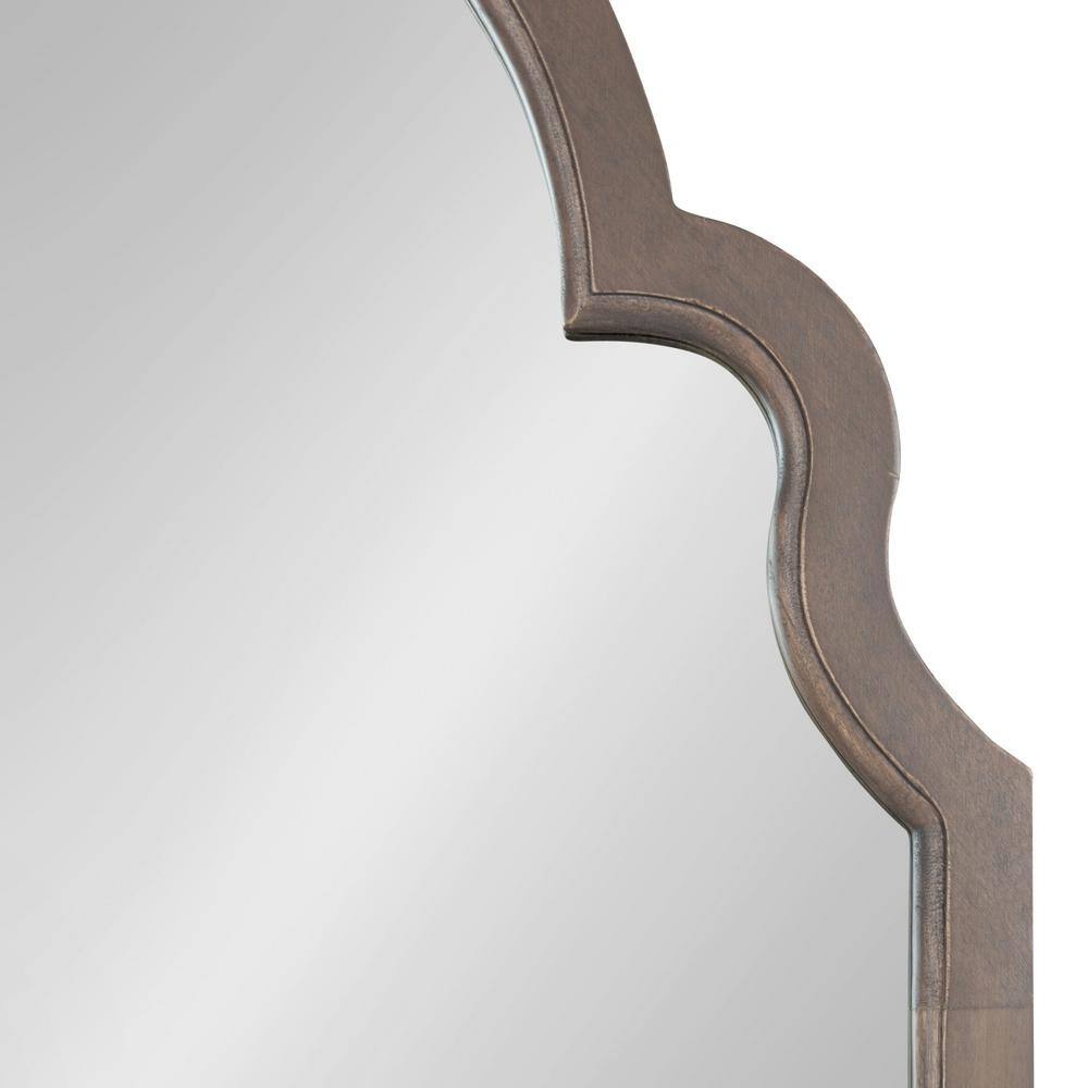 Gray Wood Moroccan-Inspired Arched Vanity Mirror