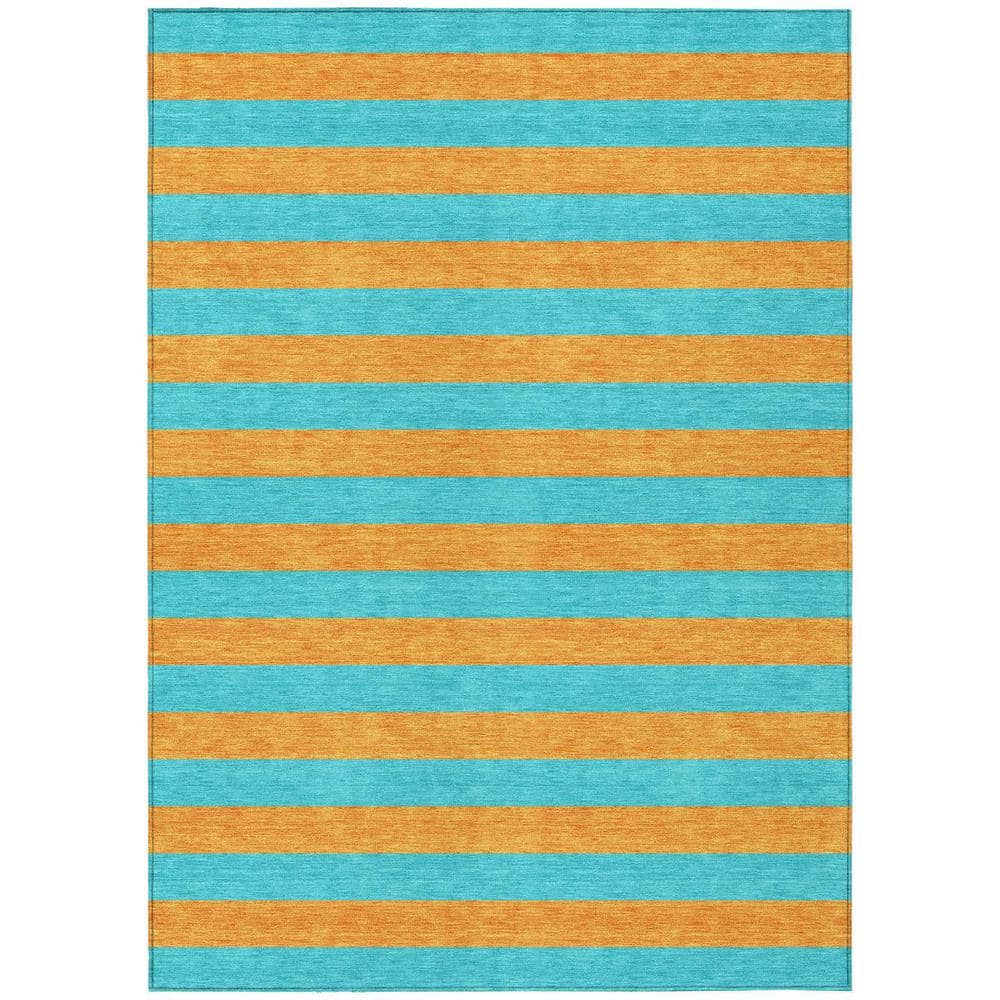 Aqua 3 ft. x 5 ft. Woven Striped Polyester Rectangle Indoor/Outdoor Area Rug price history on PriceWatchPro