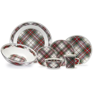 Highland Plaid 24 oz. Enamelware Grande Mugs (Set of 4)