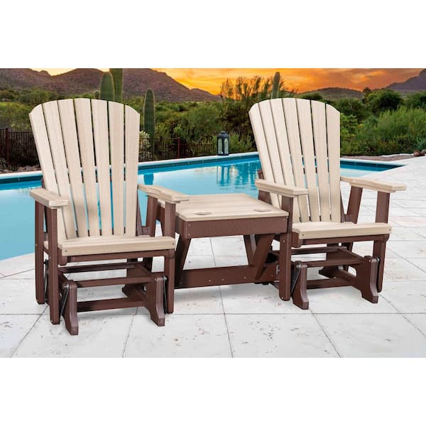 American Furniture Classics Adirondack Series 76 in. 2-Person Brown High Density Polyethylene Plastic Outdoor Glider