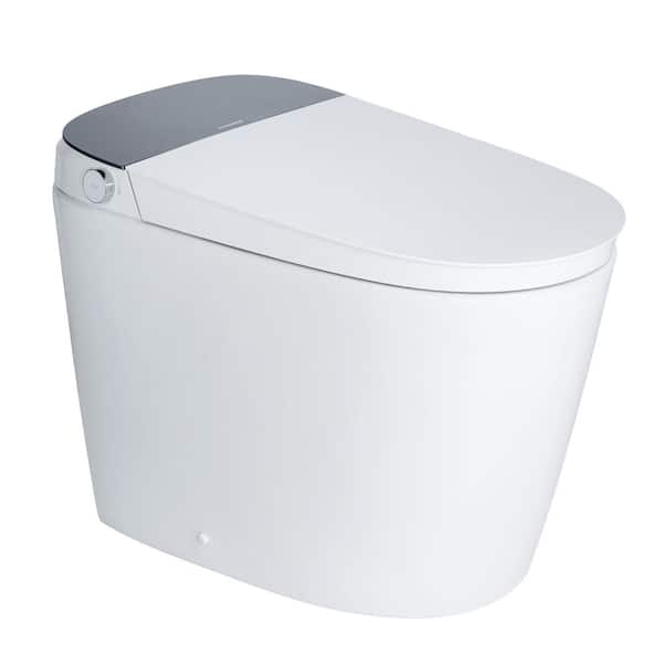 Elongated ADA Height Electric Bidet Toilet 1.1/1.6 GPF in White with Warm Water, Foot Sensor for Seniors and Families