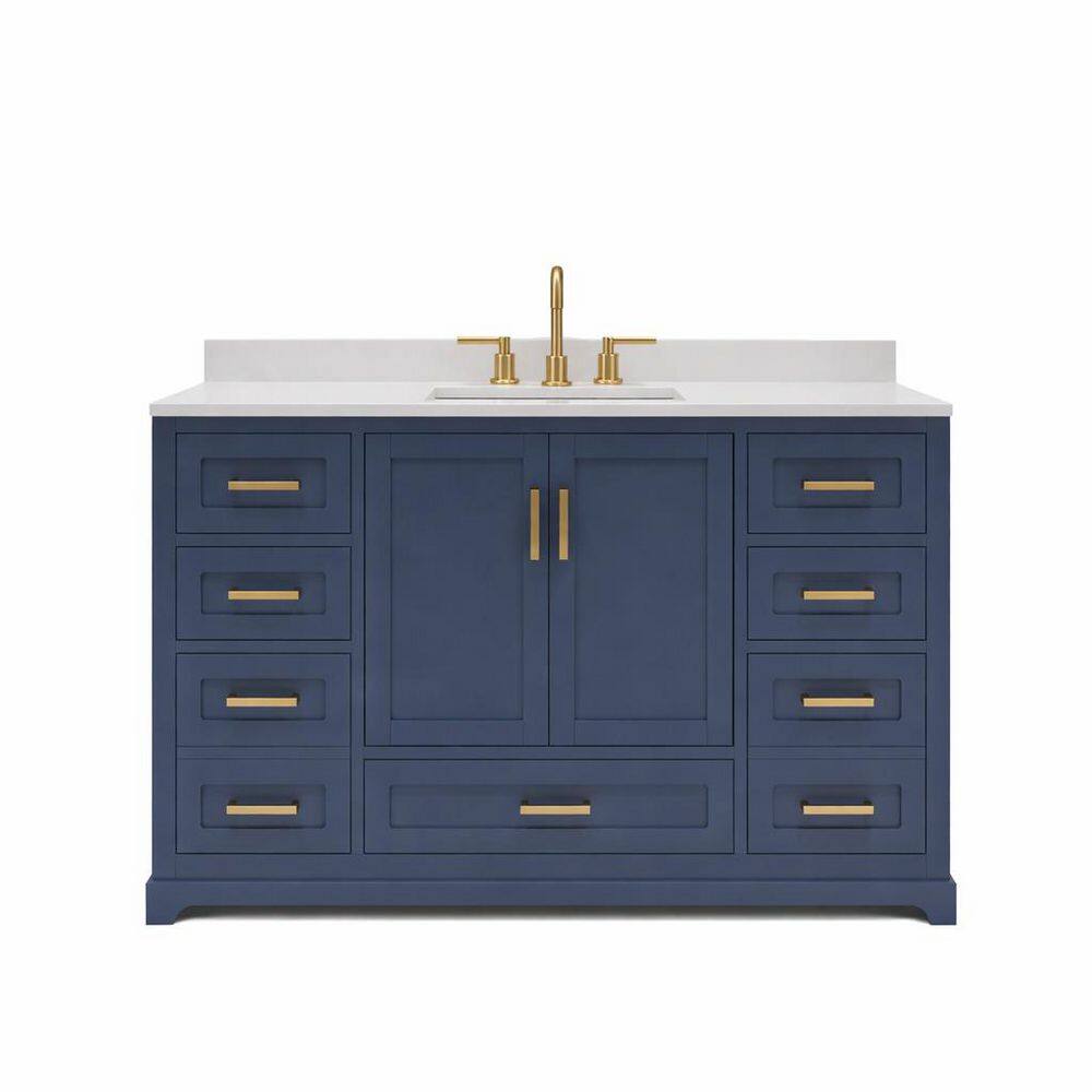 Maya 48 in. Single Sink Freestanding Navy Blue Bath Vanity with White Quartz Top Assembled price history on PriceWatchPro
