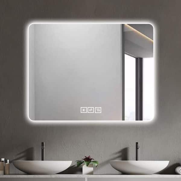 Unbranded 36 in. W x 28 in. H Rectangular Frameless Wall Bathroom Vanity Mirror with Anti-Fog, 3-Colors Light, 5-Level Dimmable