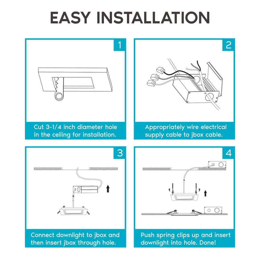 Luxrite 3" Ultra Thin 5-Color Selectable LED Recessed Light Kit