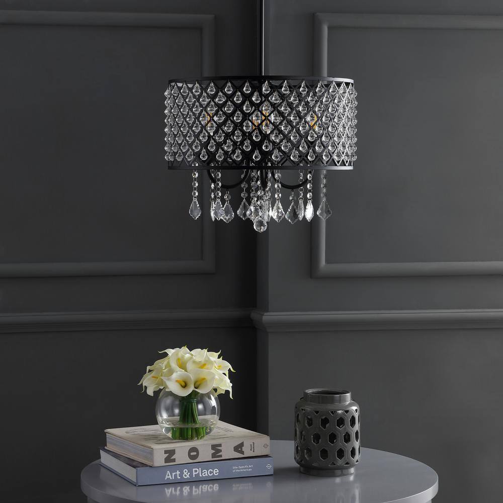 Gigi 17" Black Metal/Crystal LED Glam Drop Chandelier