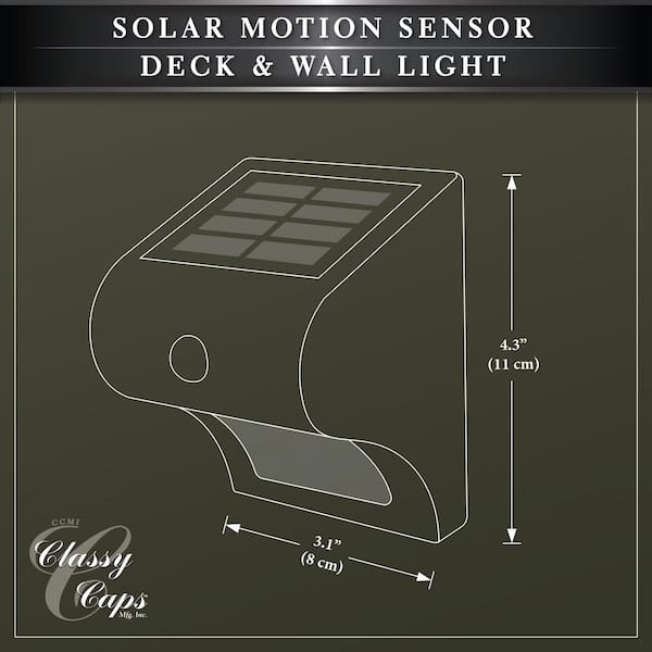 4 in. x 4 in. Solar Battery Black Integrated LED Motion Sensing Deck Post Light (2-Pack)