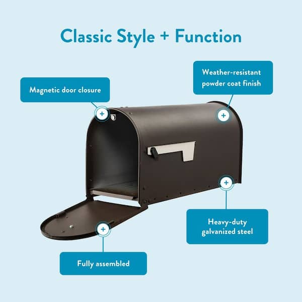Edwards Venetian Bronze, Large, Steel, Post Mount Mailbox