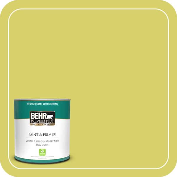 BEHR PREMIUM PLUS 1 qt. #P340-4 Lime Tree Semi-Gloss Enamel Low Odor Interior Paint & Primer