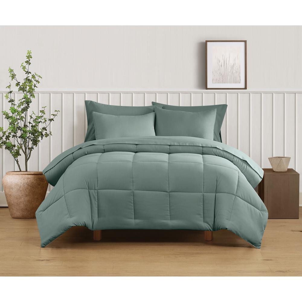Green Solid Recycled Microfiber Sage Twin/Twin XL 2 Piece Comforter Set price history on PriceWatchPro