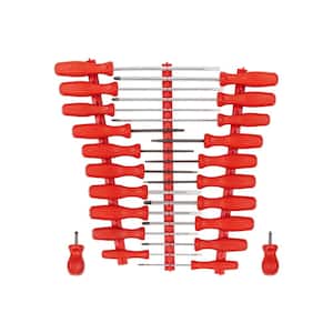 Hard Handle Screwdriver Set with Red Rails, 22-Piece (#0-#3,1/8-5/16 in., T10-30)