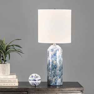 Watts 25 in. Blue Ceramic Contemporary Table Lamp with Shade