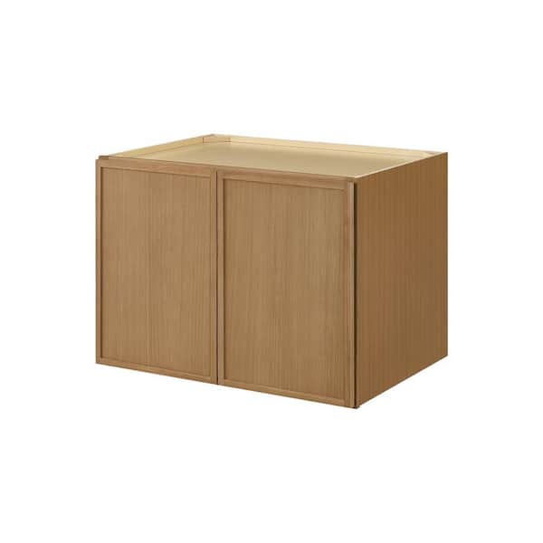 Leyton 33 in. W x 24 in. D x 24 in. H Ready to Assemble Plywood Slim Shaker Wall Bridge Kitchen Cabinet in White Oak