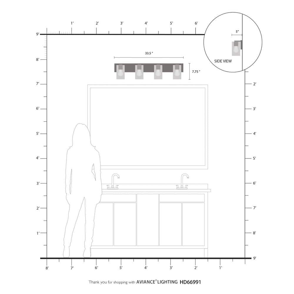 Zurich Elegance Brushed Nickel 4-Light Vanity with Clear Glass