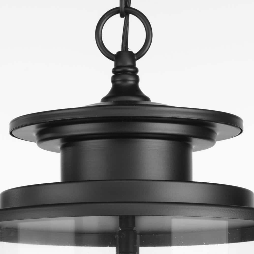 Squire Matte Black and Clear Glass 3-Light Hanging Lantern