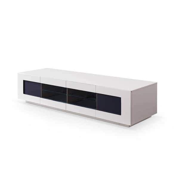 Benjara 79 in. White Wood TV Stand Fits TVs up to 78 in. with 2-Drawers