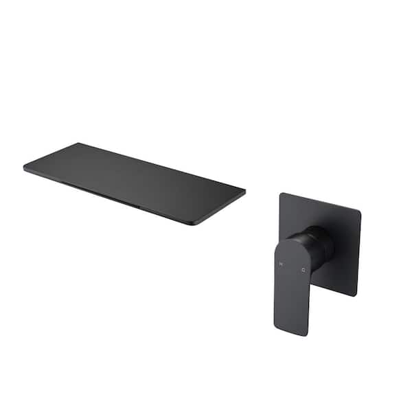 Lukvuzo Waterfall Single Handle Wall Mounted Bathroom Faucet in Matte Black