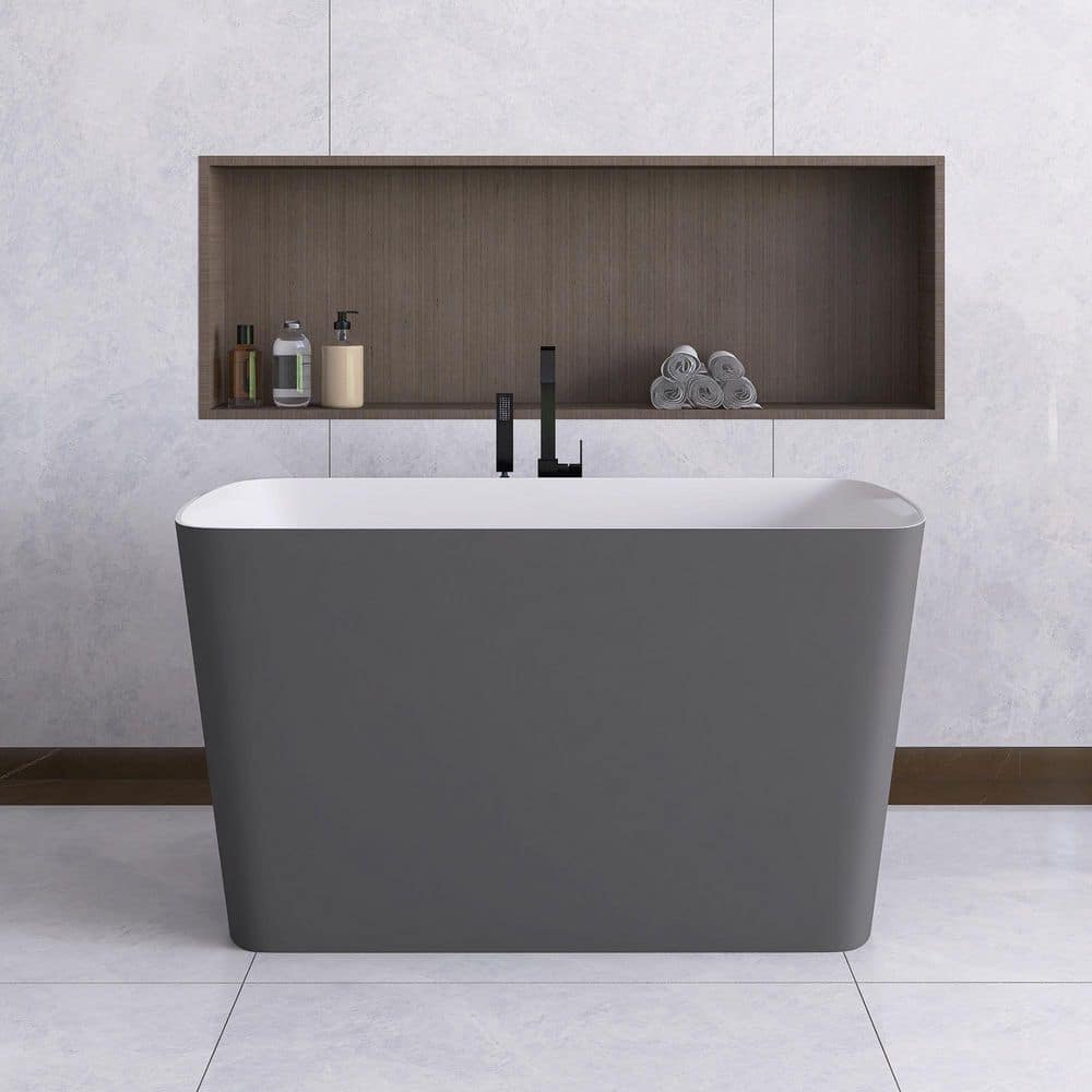 47 in. x 28 in. Acrylic Freestanding Flatbottom Soaking Bathtub in Gray price history on PriceWatchPro