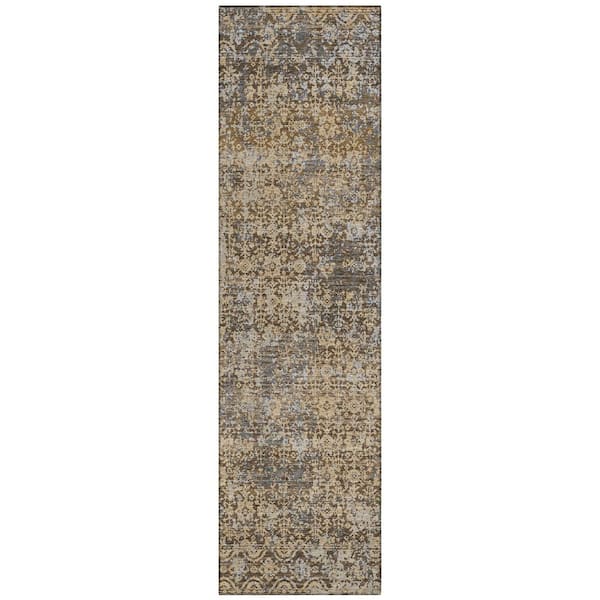 Chantille Machine Washable Indoor/Outdoor Abstract ACN2931 Chocolate 2 ft. x 7 ft. Runner Rug