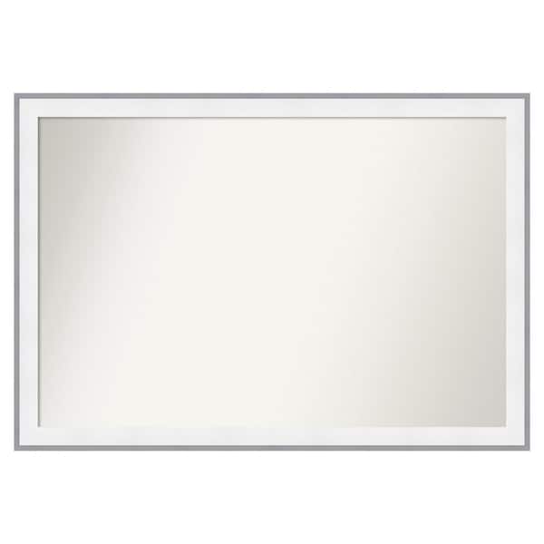 Maya White Silver 39.25 in. x 27.25 in. Non-Beveled Modern Rectangle Framed Wall Mirror