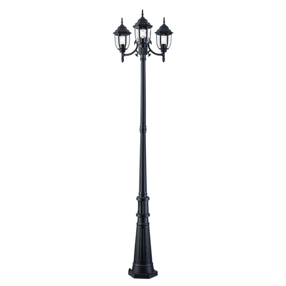 C Cattleya 3-Light Black Aluminum Dusk to Dawn Hardwired Outdoor