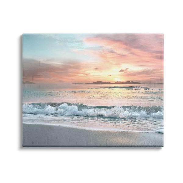 Sunrise Beach Landscape Mountain Rolling Tide By Mike Calascibetta Unframed Print Nature Wall Art 36 in. x 48 in.