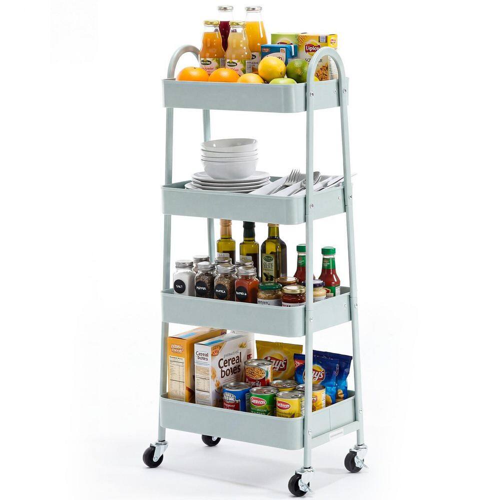 4-layer practical mobile trolley, metal movable storage rack, with lockable casters in Green price history on PriceWatchPro