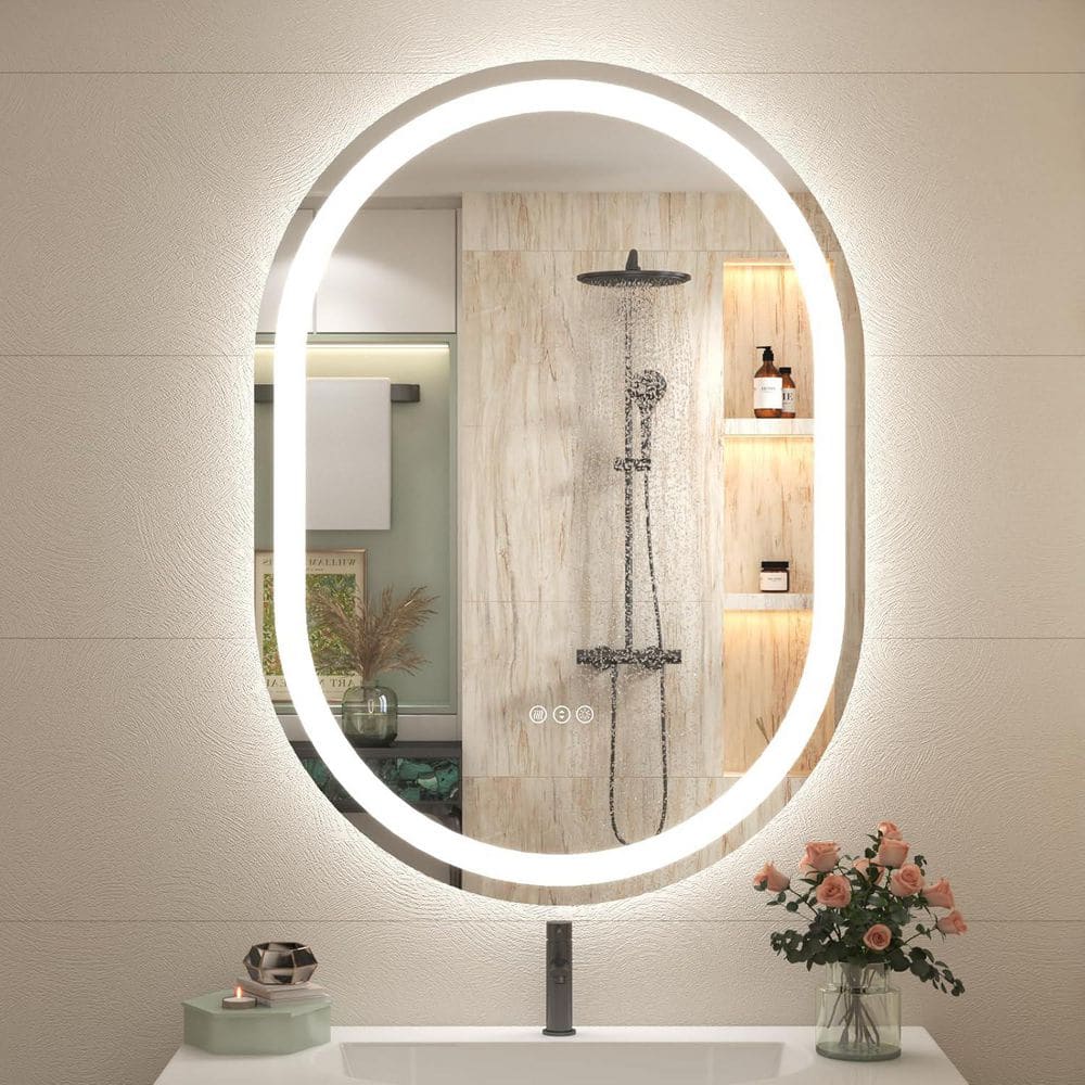 20 in. W x 28 in. H Oval Frameless Super Bright 192 LEDs/M Lighted Anti-Fog Tempered Glass Wall Bathroom Vanity Mirror price history on PriceWatchPro