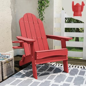 Amanda Red Recycled Plastic Poly Weather Resistant Outdoor Patio Adirondack Chair for Outdoor Patio Fire Pit Set of 1