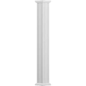 8' x 3-1/2" Endura-Aluminum Column, Square Shaft (Post Wrap Installation), Non-Tapered, Fluted, Textured White Finish