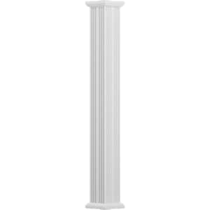 9' x 3-1/2" Endura-Aluminum Column, Square Shaft (Load-Bearing 12,000 lbs), Non-Tapered, Fluted, Textured White Finish