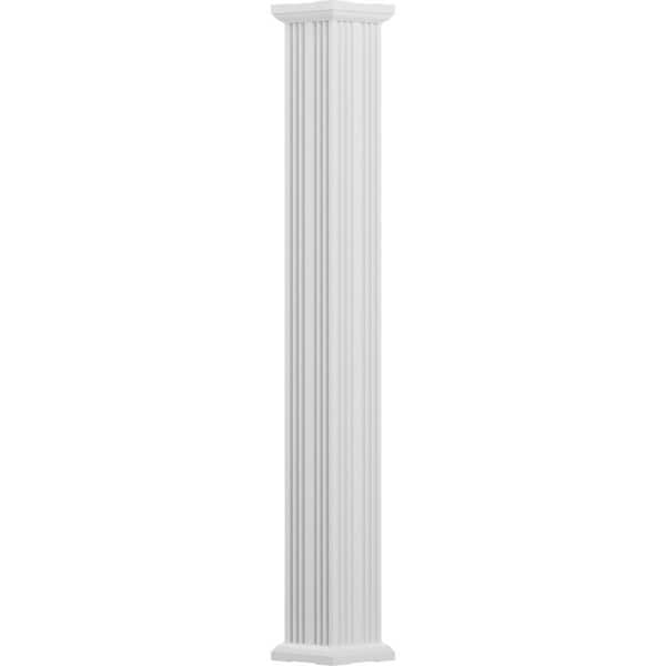 AFCO 10' x 5-1/2" Endura-Aluminum Column, Fluted Square Shaft (Post Wrap Installation), Non-Tapered, Textured White