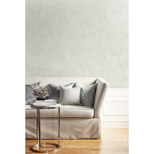 Brilliant Rustic Metallic Champagne and Off-White Scroll Paper Strippable Roll (Covers 56.05 sq. ft.)