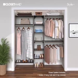 Style+ 64.9 in W - 112.9 in W Modern Walnut Basic Narrow Floor Mount Wood Closet System Kit