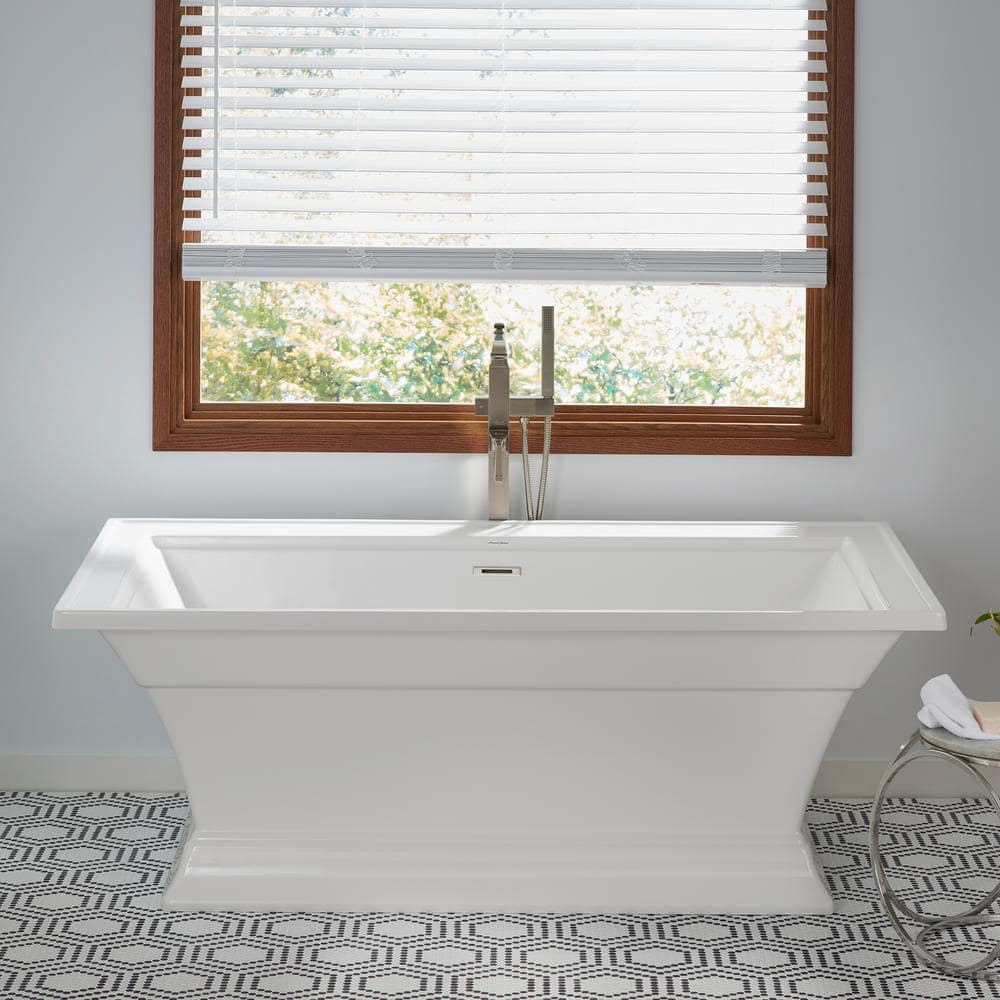 White 36'' Freestanding Acrylic Soaking Bathtub