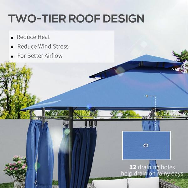 10 ft x 13 ft Metal Outdoor Gazebo,Double Roof Outdoor Gazebo with