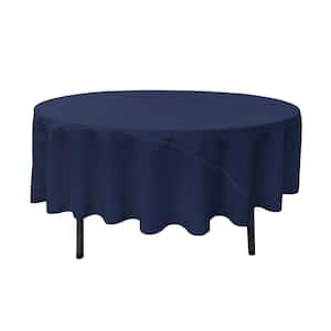 90 in. Navy Blue Polyester Poplin Round Tablecloth