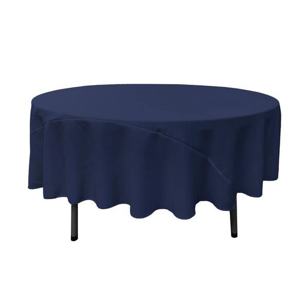 La Linen 90 In Navy Blue Polyester, Navy Round Tablecloth