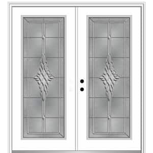 72 in. x 80 in. Grace Right-Hand Inswing Full-Lite Decorative Glass Primed Steel Prehung Front Door on 6-9/16 in. Frame