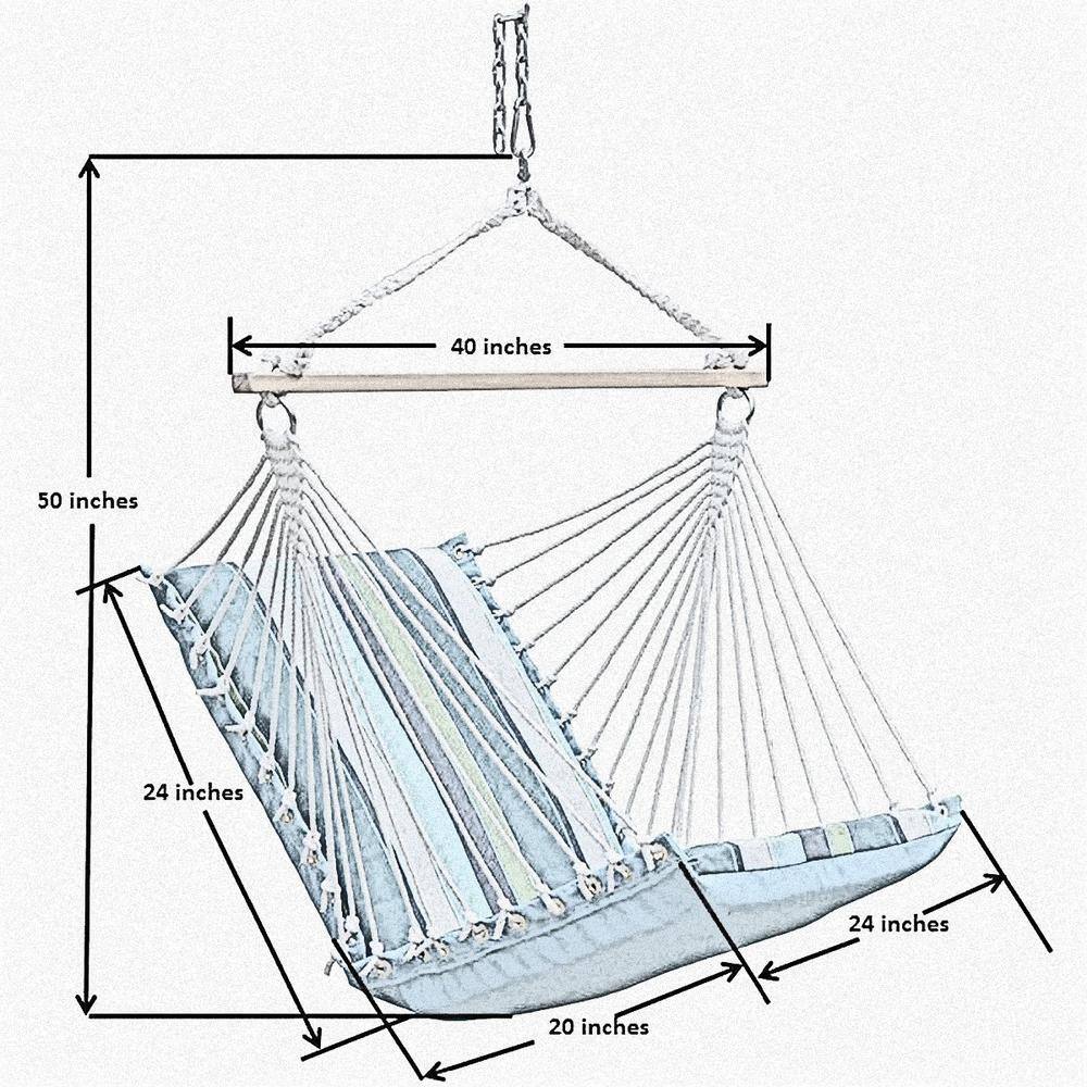 Rust and Teal Striped Hanging Chair with Cushions