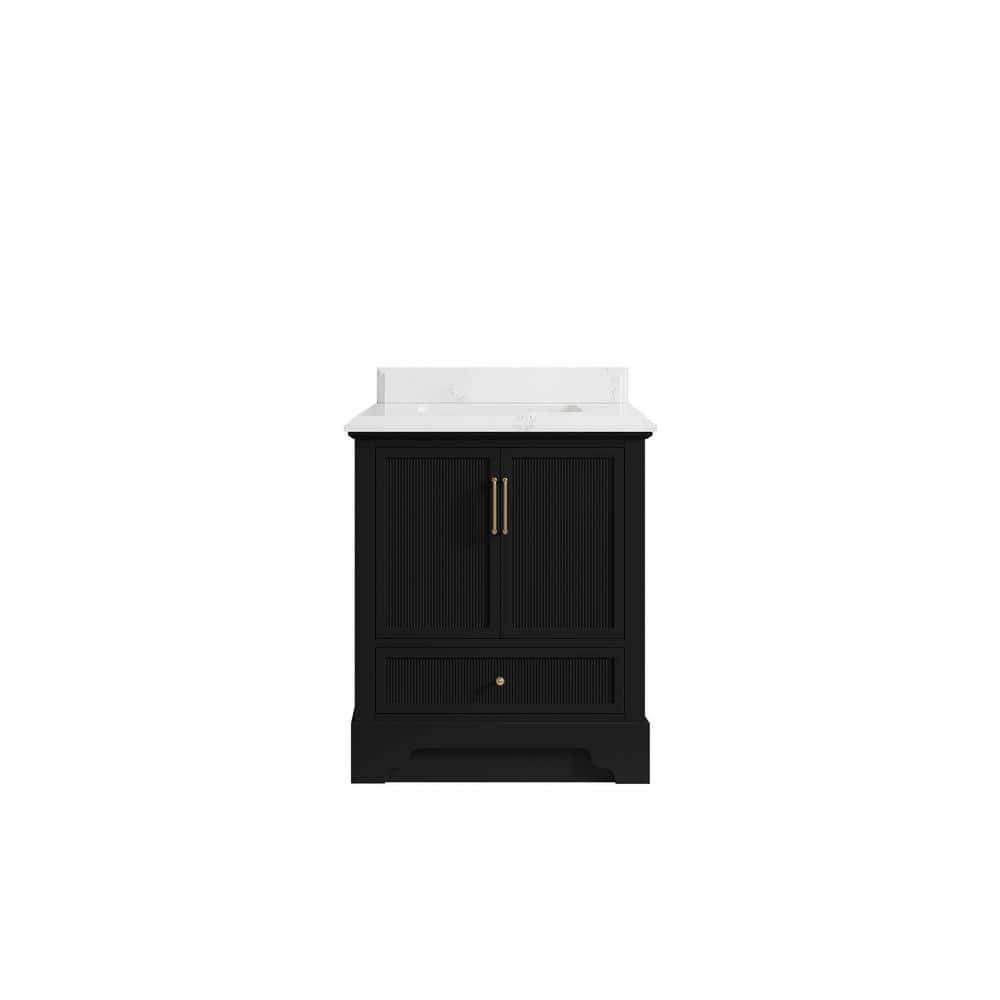 Alys 30 in. W x 22 in. D x 36 in. H Single Sink Bath Vanity Center in Black with 1.5 in. Empira Qt. Top price history on PriceWatchPro