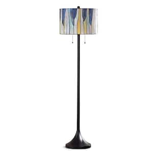 Barossa 61 in. H ORB Tiffany Floor Lamp with Blue/Purple Shade